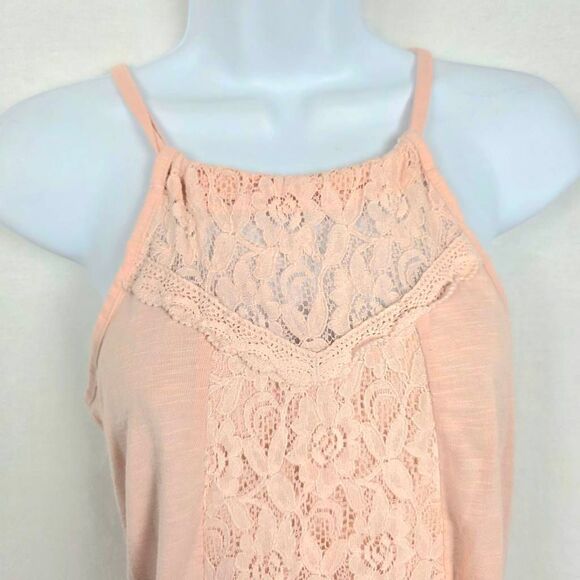 Vanity Lace Front Halter Tank Top Blush Pink S - Picture 3 of 7